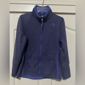 Girls The North Face Purple Fleece‎ Lined Zippered Sweater Jacket. Size XL (18).